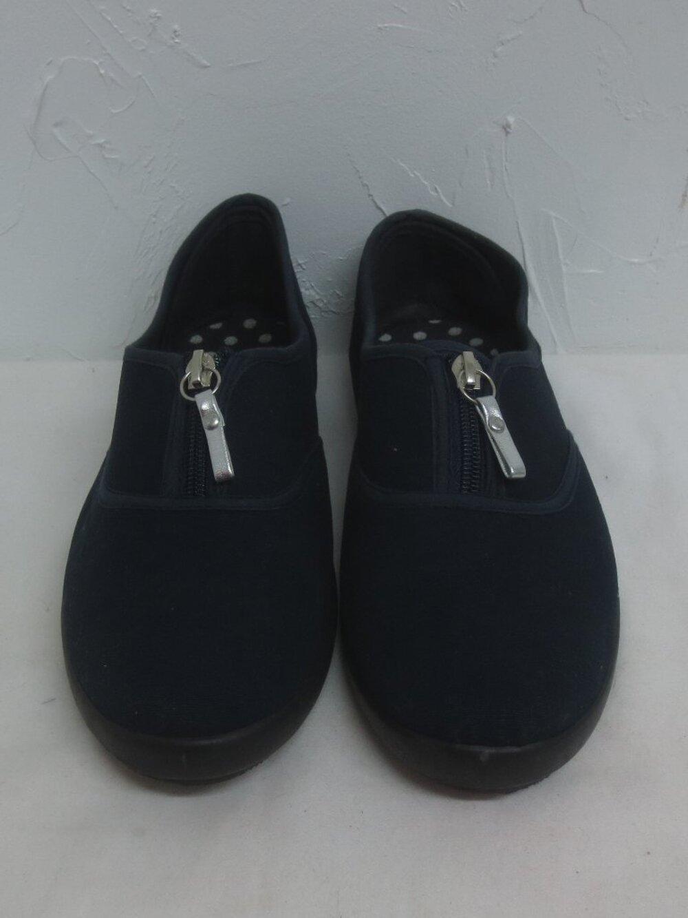NEW Dirty Laundry Shoes Navy Canvas Casual Slip-on Zip Arch Deck Flats Size 10